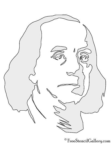 Benjamin Franklin Stencil | Free Stencil Gallery Benjamin Franklin Tattoo Stencil, Dollar Bill Wallpaper, Traceable Art, Winter Wallpaper Desktop, Scarface Movie, Free Stencils Printables, Funny Vinyl Decals, Scary Drawings, Face Outline