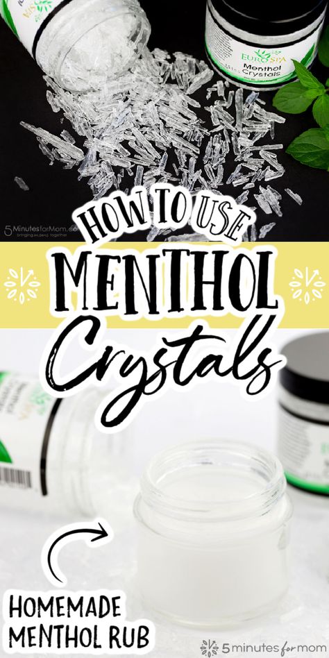 How to Use Menthol Crystals and Make Homemade Menthol Rub #ad #menthol #diymentholrub #mentholcrystals Homemade Mentholatum, Menthol Crystals Recipes, Menthol Crystals Uses, Soap Craving, Menthol Rub, Herb Tinctures, Vicks Vapor Rub, Chest Rub, Menthol Crystals