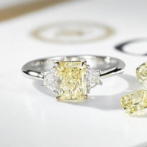 Yellow Diamond Engagement Rings For The Unforgettable Moment ★ Yellow Emerald Engagement Ring, Yellow Diamond Engagement Rings, Fancy Yellow Engagement Ring, Canary Diamond Ring, Yellow Stone Ring, Yellow Diamond Jewelry, Oscar Jewelry, Emerald Cut Engagement Rings, Yellow Diamonds Engagement