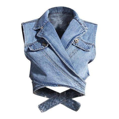 a424ed4bd3a7d6aea720b86d4a360f75desc52672862ri Denim Diy Clothes, Ropa Upcycling, Crop Denim Vest, Denim Waistcoat, Diy Jeans, Fashion 90s, Chic Tops, Denim Capris, Upcycle Jeans