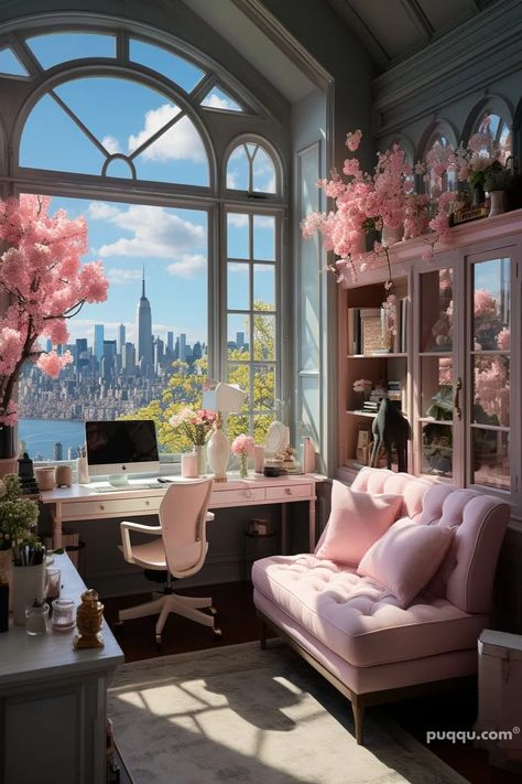 Girly Home Office Ideas: Create a Chic Workspace - Puqqu Girly Office Ideas Workspaces, Feminine Home Office Classy, Pretty Office Space, Girly Home Office Ideas, Ceo Office Design, Girly Home Office, Womens Home Office Ideas, Girly Home, Pink Home Office