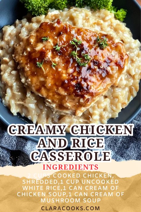 Creamy Chicken and Rice Casserole Creamy Chicken And Rice Casserole Delight, Chicken And Rice Recipes Casserole, Creamy Chicken And Rice Casserole, Crockpot Rice Recipes, Chicken And Rice Crockpot, Lipton Soup, Chicken And Rice Casserole, Seafood Rice, Creamy Chicken And Rice