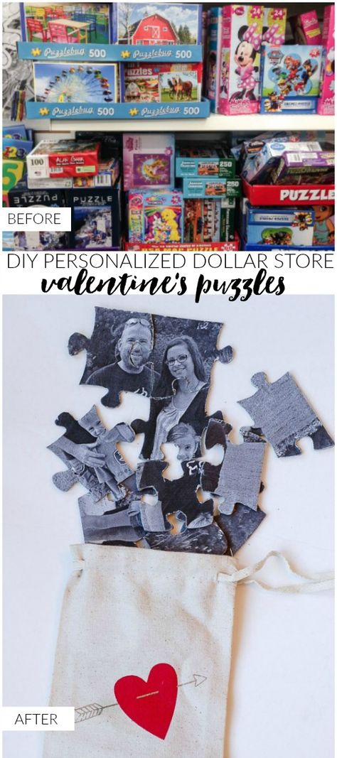 Diy Dollar Tree Valentines Gifts, Inexpensive Mother's Day Gifts, Valentines Puzzles, Diy Puzzle, Valentine's Day Decorations, Diy Puzzles, Dollar Store Christmas, Valentine's Gifts, Dollar Tree Diy Crafts