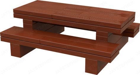 Lego Patio Furniture, Lego Picnic Table, Lego Bench Ideas, Lego Park Bench, Lego Park Ideas, Lego Bench, Lego Picnic, Lego Chair, Pinic Table