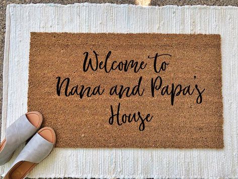 Painted Doormat, Funny Door Mat, Modern Doormats, Door Mat Diy, Doormat Funny, House Door, Hand Stencil, Silhouette Images, Diy Presents