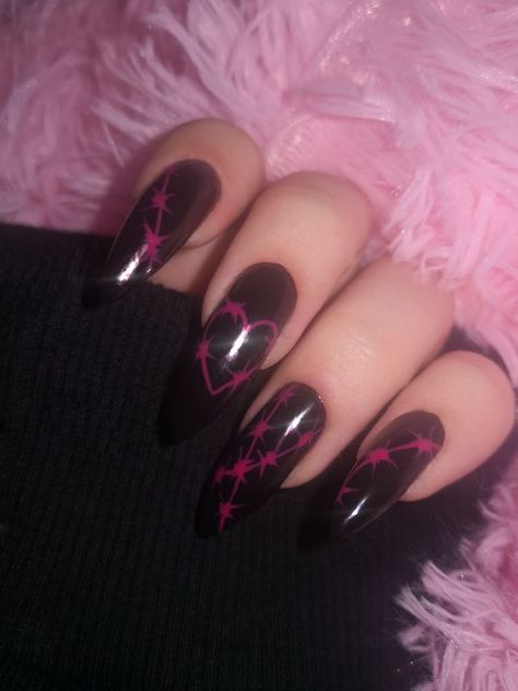 Emo Nail Inspiration, Punk Nails Grunge, Emo Acrylic Nails, Pink Goth Nails, Nails Grunge, Punk Nails, Gothic Nails, Goth Nails, Grunge Nails