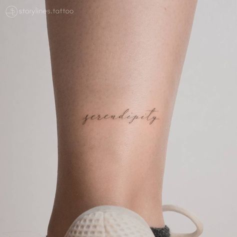 Serendipity Tatoos, Serendipity Tattoo Ideas, Small Unique Tattoos Women, Serendipity Tattoo Symbols, Serendipity Tattoo Font, Foot Tattoos For Women Classy, Serendipity Tattoo, Serenity Tattoo, Word English