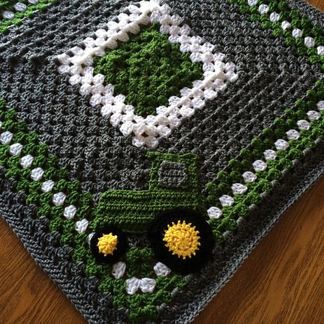 Crochet Tractor Hat Pattern Free, Crochet Tractor Blanket, Tractor Crochet Pattern, Crochet Tractor, John Deere Baby, Crochet Blanket Pattern Easy, Women Hats, Crochet Blanket Pattern, Crochet Fun