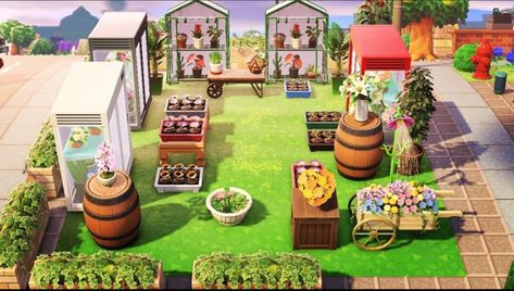 Animal Crossing Garden Shop, Flower Area Animal Crossing, Animal Crossing Florist Shop, Acnh Florist Shop, Florist Acnh, Animal Crossing Flower Shop Ideas, Shop Animal Crossing Ideas, Jardin Animal Crossing New Horizon, Animal Crossing Plant Shop