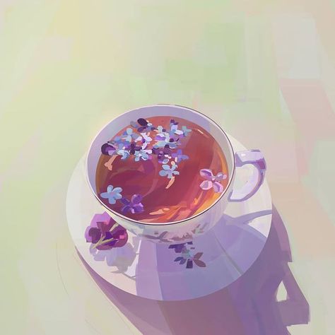 Tea Art Drawing, Drink Sketch, Composition Study, Light Composition, Lofi Chill, Tea Aesthetic, Tea Illustration, Food Illustration Art, Tea Art