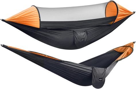 G4Free Large Camping Hammock with Mosquito Net 2 Person Pop-up Parachute Lightweight Hanging Hammocks Tree Straps Swing Hammock Bed for Outdoor Backpacking Hammock Tree Straps, Bug Net, Hammock With Mosquito Net, Hammock Bed, Camping Hammock, Hanging Hammock, Adventure Gear, Hammock Camping, Camping Essentials