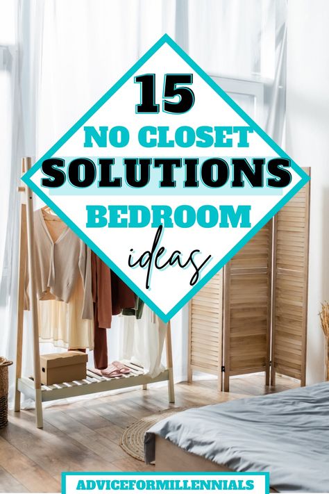 15 no closet solutions bedroom ideas Closets In Small Bedrooms, How To Add A Closet To A Small Bedroom, Creating Closet Space In A Small Room, Non Closet Storage Solutions, Studio Closet Ideas Tiny Apartments, Room Without A Closet, Closet Ideas With No Closet, Bedroom With No Closet Ideas Storage, Closet Space For Small Bedrooms