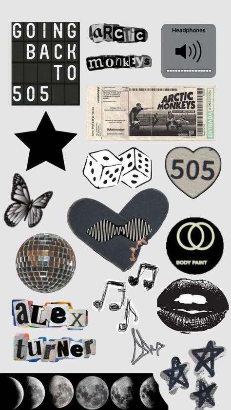 Cute Stickers For Sketchbooks, Phone Cases Arctic Monkeys, Arctic Monkeys Poster Drawing, Clear Phone Case Ideas Arctic Monkeys, Arctic Monkeys Aesthetic Stickers, Artic Monkeys Stickers Printable, Arctic Monkeys Phone Case Stickers, Arctic Monkeys Scrapbook, Things To Put Behind A Clear Phone Case