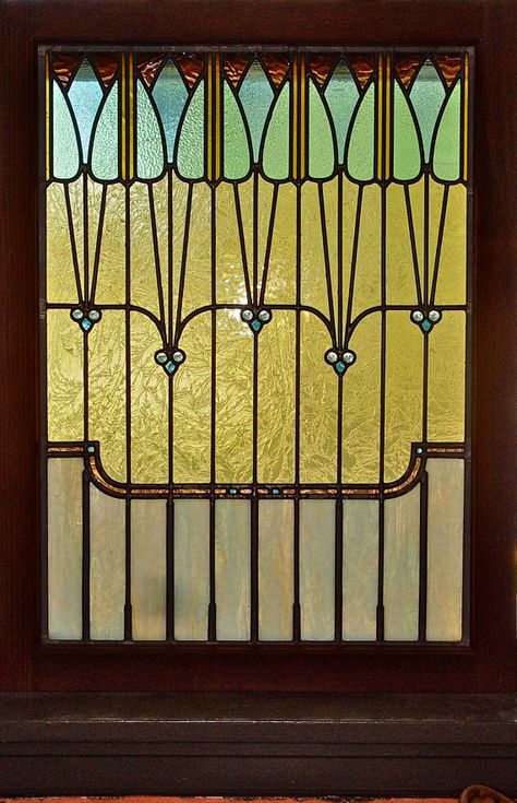 Art Nouveau Stained Glass Window by RadinaGlassStudio on Etsy, $300.00 ... Link does not work Art Nouveau Stained Glass, L'art Du Vitrail, Stained Glass Window Film, Modern Stained Glass, Motif Art Deco, Stained Glass Door, Mosaic Stained, Verre Design, Beach Glass Art