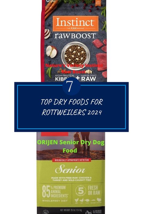 Looking for the best dry food for your Rottweiler? Check out this curated list of seven excellent options that cater to large breeds. From Natures Variety Instinct Raw Boost to ORIJEN Senior Dry Dog Food, each choice is packed with vital nutrients and optimal calorie ratios, specifically designed to support the health of Rottweilers. Whether your dog prefers small or large kibble, we have options that ensure high-quality ingredients for stronger joints and shiny coats. Don't settle for average, give your pooch the nutrition they deserve! Wild Caught Fish, Dog Foods, Don't Settle, Dry Dog Food, Freeze Drying, Dog Food, Fatty Acids, Rottweiler, High Protein