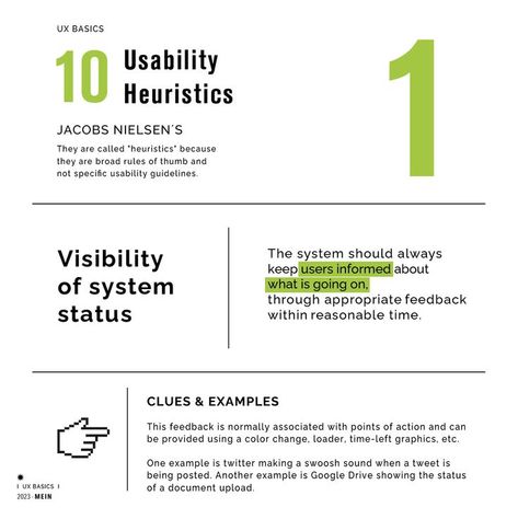 UX BASICS Rules- Visibility of system status Heuristic Evaluation, Rule Of Thumb, User Interface Design, Interface Design, User Interface, Number One, Color Change, The Top, Design