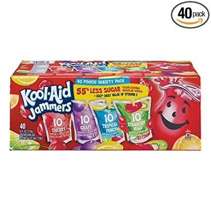 Amazon.com : Kool-Aid Juice Jammers, Includes (40) 6-fl.-oz. Pouches with Classic Kool-Aid flavors Cherry, Grape, Tropical Punch and Strawberry Kiwi, 2 Pack : Grocery & Gourmet Food Kool Aid Flavors, Small Plastic Containers, Healthy Lunchbox, Strawberry Kiwi, Tropical Punch, Beef Jerky, Kool Aid, Variety Pack, Gourmet Food