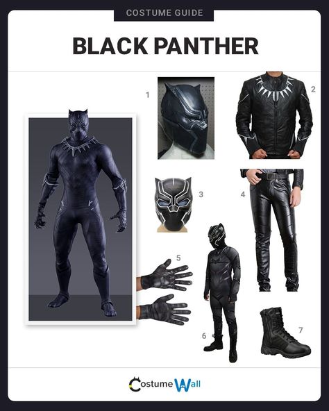 Cosplay the look of T'Challa, known as The Black Panther by Chadwick Boseman from the Marvel cinematic universe movie. Diy Black Panther Costume For Women, Diy Black Panther Costume, Black Panther Halloween, Black Panther Halloween Costume, Marvel Mask, Black Panther Cosplay, Black Widow Outfit, Toy Makeover, Steampunk Explorer