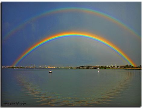 I can't help it, I love rainbows. Rainbow accessories, rainbow food, rainbow hair, rainbows in the sky. They're awesome. Double Rainbow, The Sky, Rainbow, Water