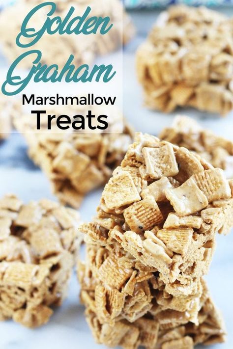 Golden Grahams Marshmallow Cereal Treats Golden Graham Treats, Marshmallow Treats Recipe, Graham Recipe, Honey Bunches Of Oats, Marshmallow Cereal, Golden Grahams, Treat Bar, Cake Mixes, Marshmallow Treats