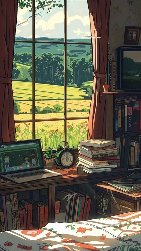 Cozy Productive Aesthetic, Cozy Illustration Wallpaper, Spooky Movie Night, Movie Night At Home, Retro Art Prints, Disney Princess Artwork, Beautiful Scenery Photography, Dreamy Artwork, Ghibli Artwork