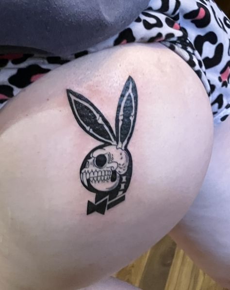 Bunny Skull Tattoo, Playboy Bunny Tattoo, Playboy Tattoo, Bunny Skull, Bunny Tattoo, Grunge Tattoo, Bunny Tattoos, C Tattoo, Most Popular Tattoos