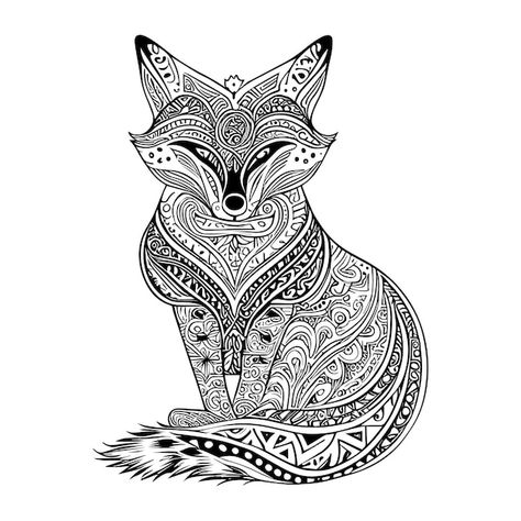 Fox Mandala, Zentangle Kunst, Fox Party, Fox Animal, Animal Ornaments, Love Coloring Pages, Fennec Fox, Pet Fox, Color Images