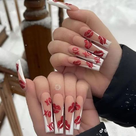 Tips Acrylic Nails, Flake Nail, French Coffin, Ballerina Nail, Acrylic Nail Set, Nail Designs Valentines, Long Square Acrylic Nails, Ballerina Nails, Bling Acrylic Nails