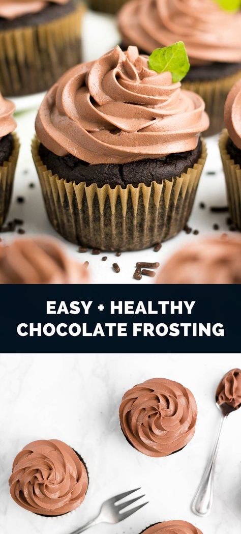 Healthy Chocolate Cake Clean Eating, Healthy Chocolate Icing Recipe, Easy Keto Chocolate Frosting, Healthier Chocolate Frosting, Easy Healthy Frosting Recipes, Gluten Free Chocolate Frosting, Clean Frosting Recipe, Low Calorie Chocolate Frosting, Low Fat Chocolate Cake