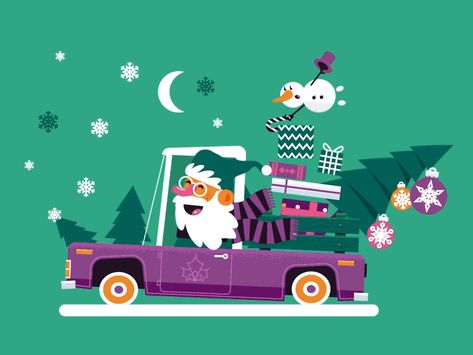 Santa Animation by Arty Motion Santa Animation, Aura Design, Xmas Gif, Christmas Card Illustration, Merry Christmas Gif, Christmas Props, Motion Graphics Inspiration, Christmas Car, Animated Christmas