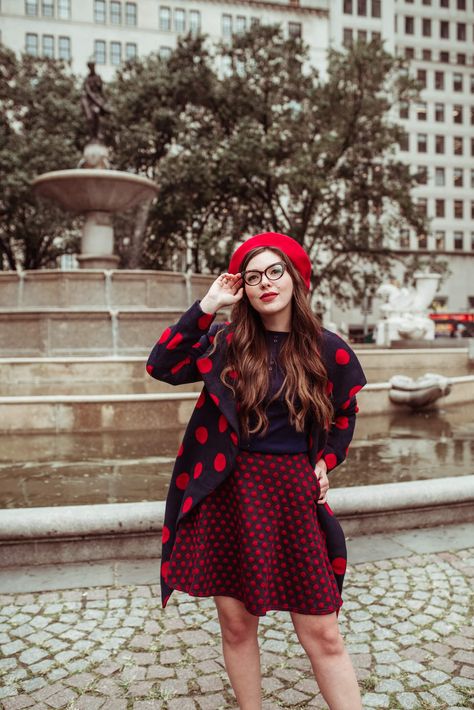 That Girl | Keiko Lynn Vintage Inspired Outfit, Red Berets, Keiko Lynn, Shabby Chic Desk, Fall Outfit Ideas, Vintage Inspired Outfits, Vintage Inspired Dresses, Halloween Looks, Red Polka Dot