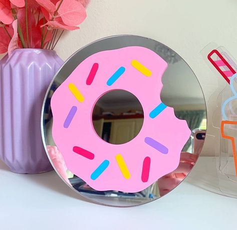 Sprinkle Decor, Funky Room Decor, Doughnut Wall, Girly Bedroom Decor, Funky Mirrors, Funky Room, Wall Decor Pink, Pink Icing, Mirror Decal