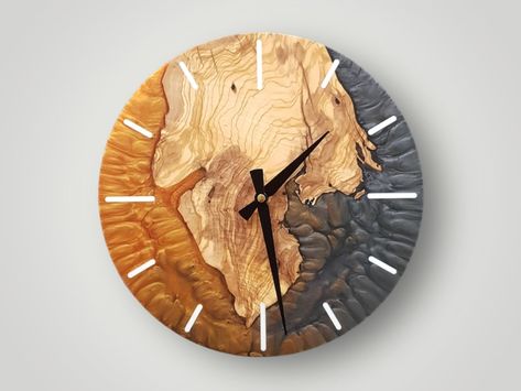 Buy Handmade Epoxy and Olive Wood Wall Clock Wall Decor Large online on Etsy India. Shop for handmade, vintage and unique Clocks items from LuxuryWoodie online on Etsy Wall Decor Large Wall, Resin Watch, Epoxy Ideas, Wood Mill, Decor Large Wall, Laser Projects, Kitchen Wall Clocks, Wood Clock, How To Make Wall Clock