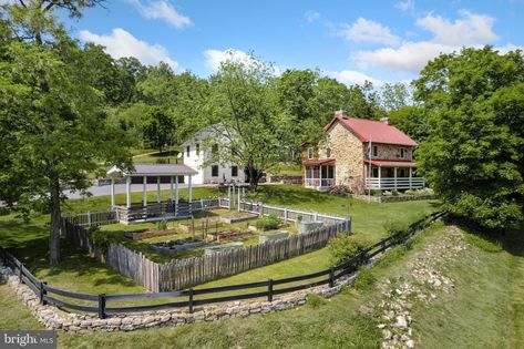 Circa 1832 Stone Farmhouse For Sale W/Apartment And Outbuildings on 17.6 Acres Virginia $769,900 - Country Life Dreams Two Houses One Property, Montana Farmhouse, Western Houses, Livestock Shelter, West Va, Hardie Siding, Heart Pine Flooring, Standing Seam Metal Roof, Stone Retaining Wall