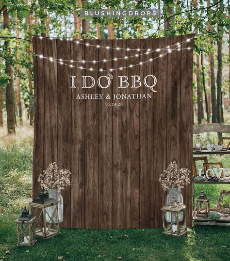 I Do Bbq Sign, I Do Bbq Decorations, Engagement Photo Backdrop, Backyard Engagement Party Decorations, Engagement Bbq, Backyard Engagement Party, Engagement Party Bbq, Bbq Wedding Reception, Bbq Decorations