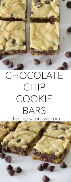 Chocolate Chip Cookie Bars, easy recipe, easy dessert, cake mix, chocolate chips, dessert, snacks, kid friendly, Chasing Saturdays Easy Packable Desserts, Best Chocolate Chip Cookie Bars, Reunion Recipes, Buttery Chocolate Chip Cookies, Packable Lunches, Kids Desserts, Chip Recipes, Bars Dessert, Dessert Snacks