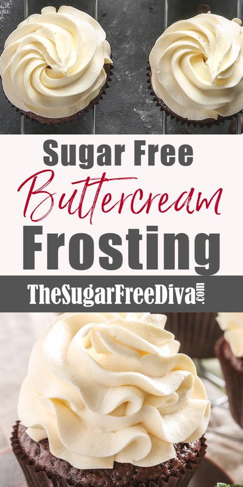 Sugar Free Buttercream Frosting, Sugar Free Frosting Recipe, Sugar Free Icing, Sugar Free Cake Recipes, Sugar Free Frosting, Sugar Free Desserts Easy, Sugar Free Baking, Sugar Free Recipes Desserts, Sugar Free Treats