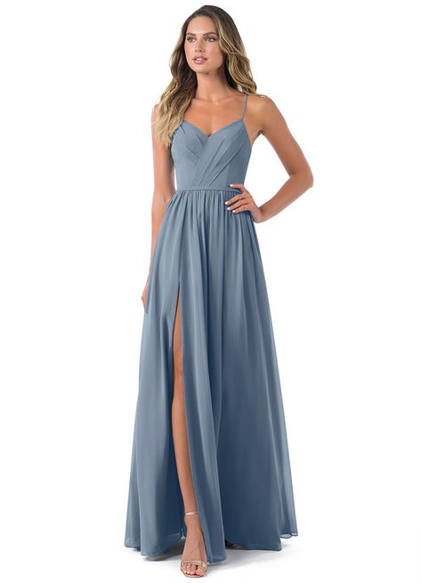 Bridesmaid Dresses Azazie, Chiffon Bridesmaid Dresses, Chiffon Bridesmaid, Color Style, Dusty Blue, Bridesmaid Dress, Bridal Party, Favorite Color, A Line