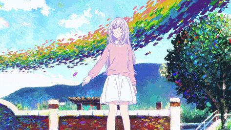 Tsukishiro Hitomi Mundo colorido 💖🌈 Iroduku The World In Colors, Fireworks Wallpaper, Photo Arts, Anime Gifs, Anime Screenshots, World Of Color, All Anime, Colorful Wallpaper, Anime Background