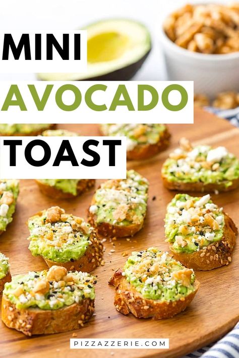 Brunch Avocado Toast, Avocado Crostini Appetizers, Avocado Toast Hors D’oeuvres, Avocado Toast Buffet, Avocado Toast Appetizer Party, Mini Avocado Toast Appetizer, Mini Avocado Toast Brunch, Avocado Toast Bar Brunch, Mini Toast Appetizers