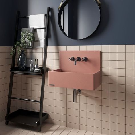 @concretti_designs shared a photo on Instagram: “With its retro inspired design and soft curves our San Francisco sink is a stunning collaboration between modern and vintage design.…” • Dec 17, 2021 at 4:43pm UTC Wall Mounted Console, Bucket Sink, Console Sink, Leasing Office, Concrete Sink, Concrete Color, Home Improvement Store, Handmade Modern, Concrete Wall