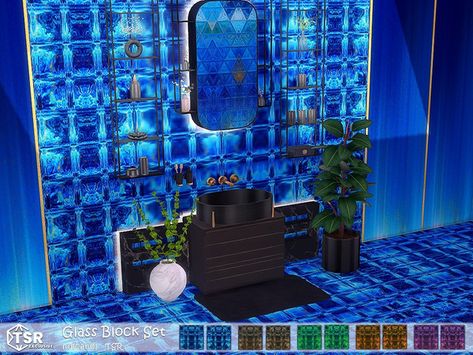 Glass Blocks Wall, Glass Block, Glass Floor, Block Wall, Small Studio, Glass Blocks, Sims 4 Cc, The Sims Resource, Sims Resource