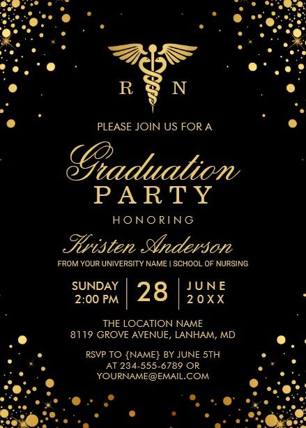 Graduation Party Cards, Nursing School Graduation Party, Nursing Gifts, Medical Theme, Graduation Templates, Medical School Graduation, Nursing School Graduation, Grad Invitations, Black Invitation