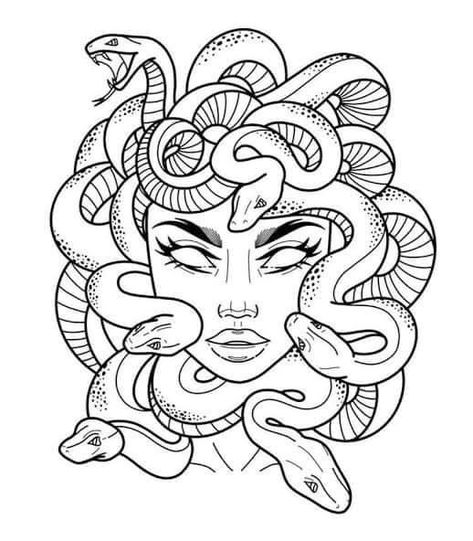 Easy Madusa Drawings, Medusa With Locs, Madusa Drawings Simple Tattoo, Medusa Black Woman, Madussa Tattoo Design Small Simple, Medusa Sketches, Chest Tattoo Female Upper Cover Up, American Traditional Medusa, Medusa Outline