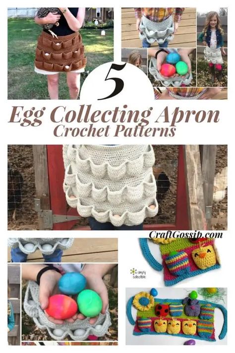 Apron Crochet, Crochet Apron, Egg Apron, Egg Collecting Apron, Crochet Egg, Apron Pattern Free, Crochet Pot Holders Free Pattern, Egg Aprons, Collecting Eggs