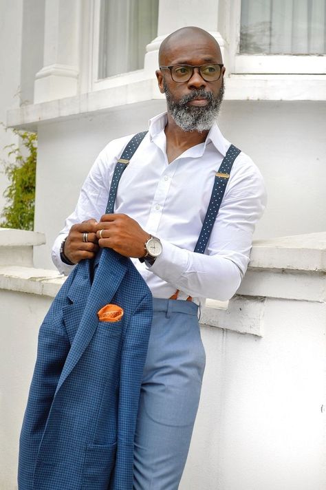 #Suits #Suspenders #Shirt #Class #Mensstyle #Mensfashion Blue Suit With Suspenders, Banking Outfits, Suspenders Outfit Men, Suspenders Outfits, Suit Suspenders, Suit With Suspenders, Blue Plaid Suit, Mens Tailored Suits, Suspenders Outfit