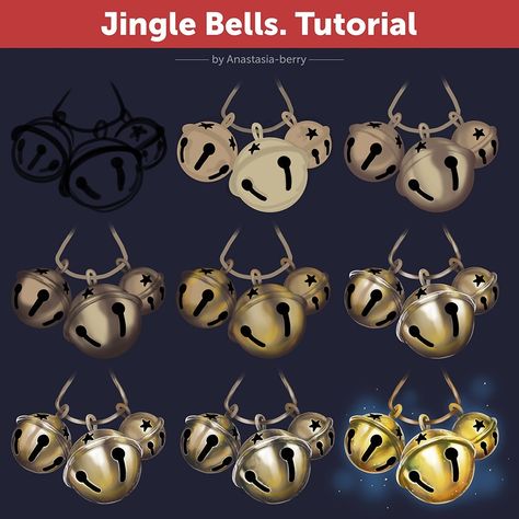 Jingle Bells. Tutorial | Patreon Jingle Bell Drawing, Bell Drawing, Magic Tutorial, Drawing Help, Props Concept, Sketches Art, Drawing Body Poses, Art Help, Sketches Tutorial