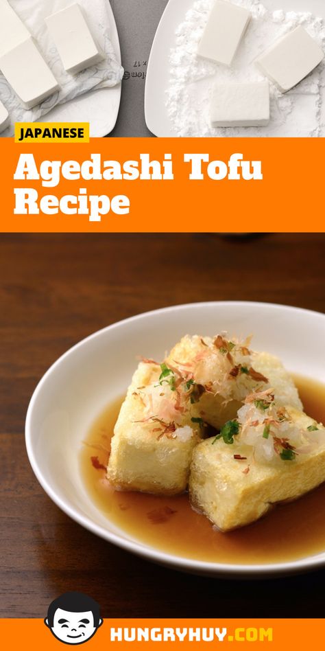 Agedashi Tofu Recipe - Hungry Huy Agedashi Tofu Recipe, Agadashi Tofu, Agedashi Tofu, Silken Tofu Recipes, Deep Fried Tofu, Tofu Recipe, Tofu Dishes, Silken Tofu, Broth Recipes