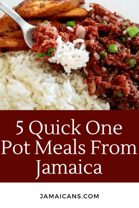 Quick Jamaican Meals, Jamaican Easter Dinner, Jamaican Meal Ideas, Jamaican Bully Beef Recipe, Bully Beef Jamaican, Jamacian Food Recipes Easy, Bully Beef Recipes, Easy Jamaican Recipes, Jamaican Sunday Dinner Ideas