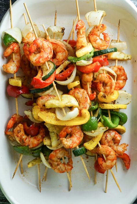 Grilled Shrimp Kabobs - It Starts With Good Food What To Serve With Kabobs, Low Carb List, Carb List, Grilled Shrimp Kabobs, Shrimp Kabob Recipes, Cut Carbs, Shrimp Kabobs, Vegetable Kabobs, Grilling Kabobs